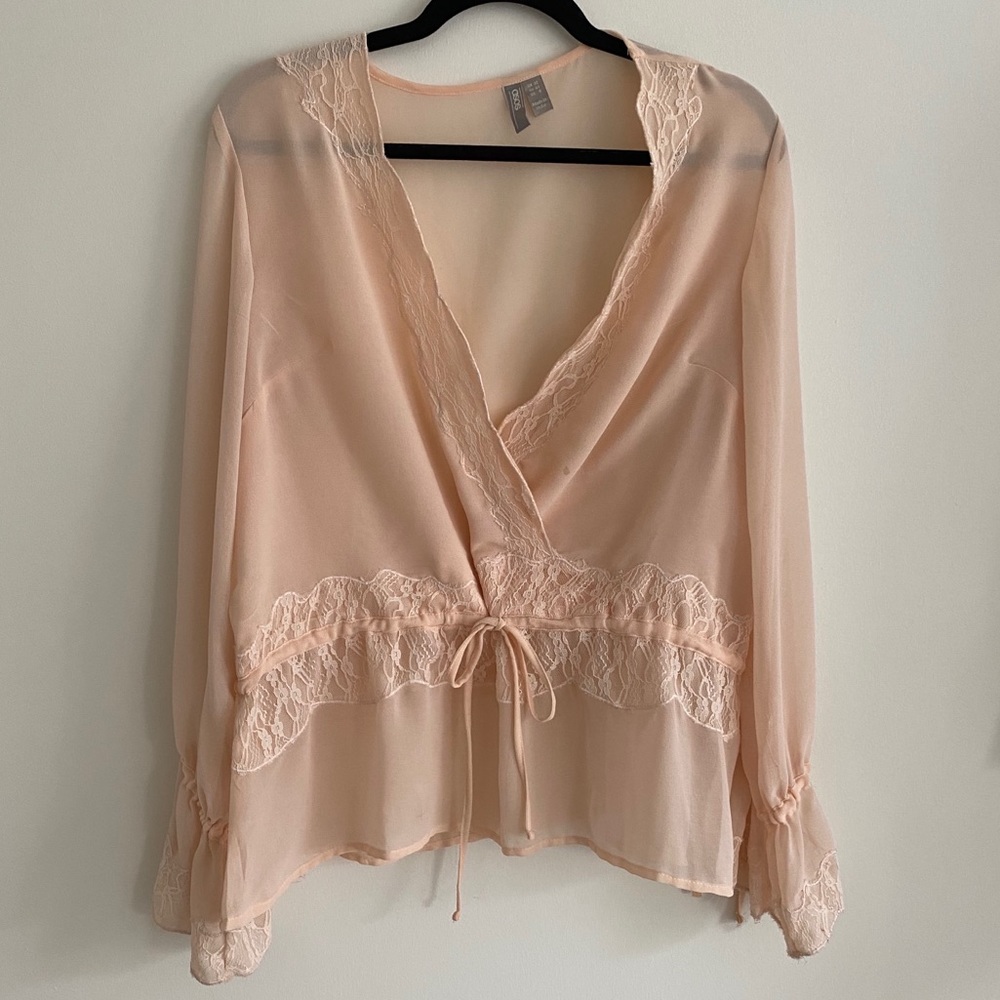 ASOS Peach Blouse with Lace Detail